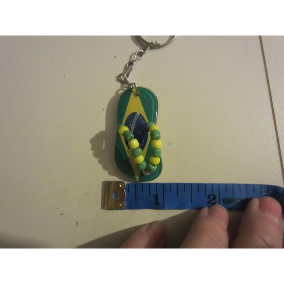 Brazil Flag Country Shape Flip Flop Beaded Souvenir Keychains - Picture 10 of 11